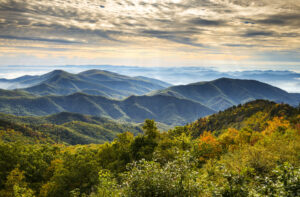 the mountains around Boone NC in the afternoon sunlight