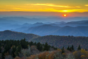 the mountains outside of Boone NC at sunset