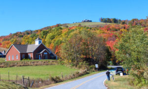 a red brick house in the Boone NC countryside